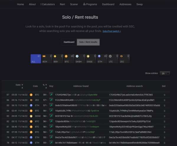 SecretScan - Поиск утерянных криптовалютных кошельков.